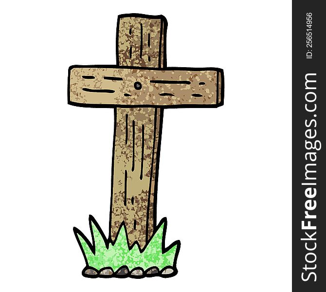 grunge textured illustration cartoon wooden cross