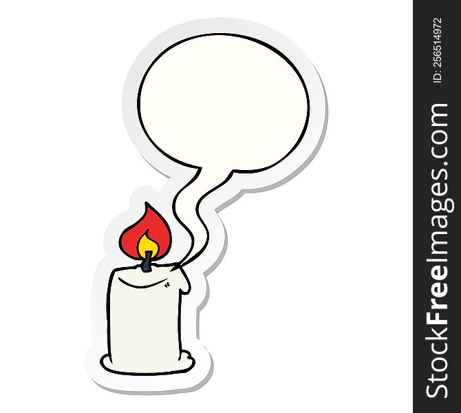 Cartoon Candle And Speech Bubble Sticker