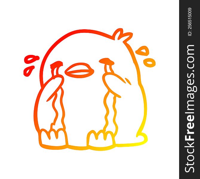 Warm Gradient Line Drawing Crying Bird
