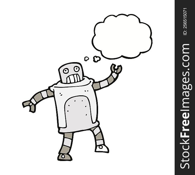 cartoon robot with thought bubble