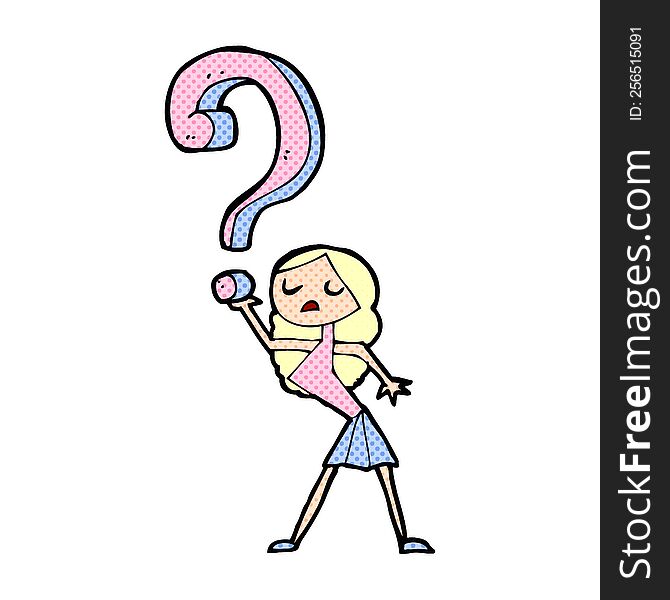 Cartoon Girl With Questions