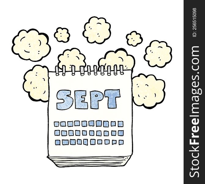 freehand textured cartoon calendar showing month of September