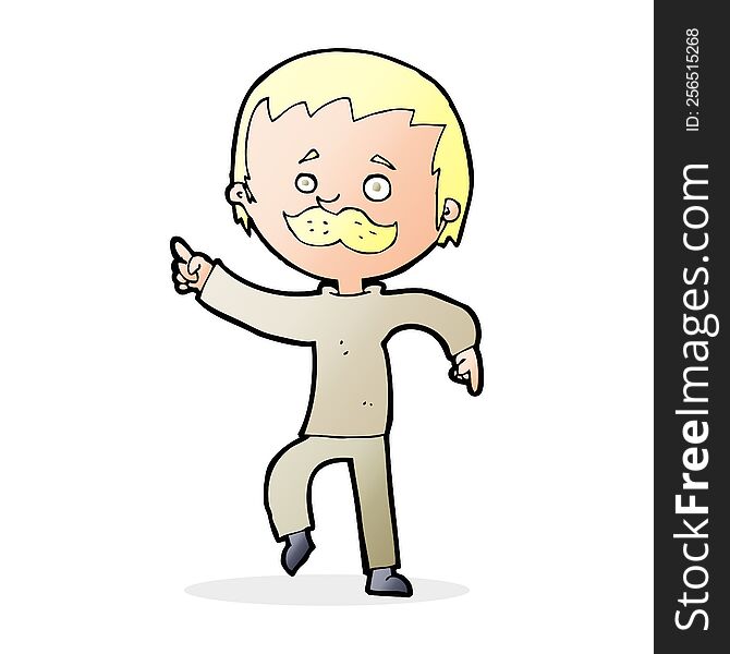 Cartoon Man With Mustache Pointing