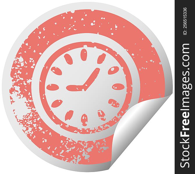 Distressed Circular Peeling Sticker Symbol Wall Clock