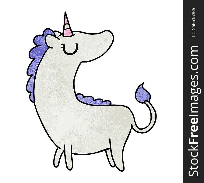 Textured Cartoon Of Cute Kawaii Unicorn