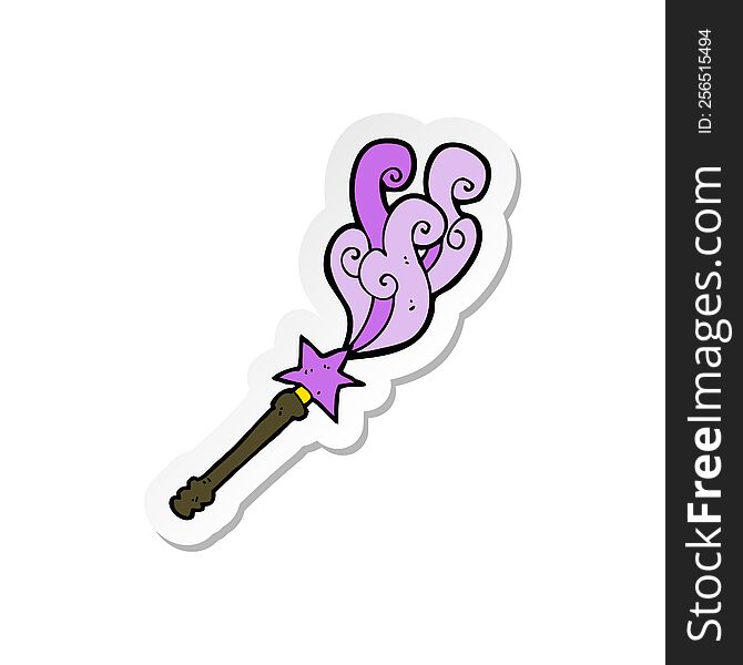 sticker of a cartoon magic wand casting spell