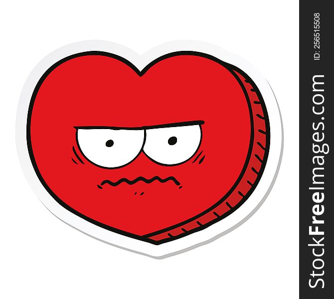 Sticker Of A Cartoon Angry Heart