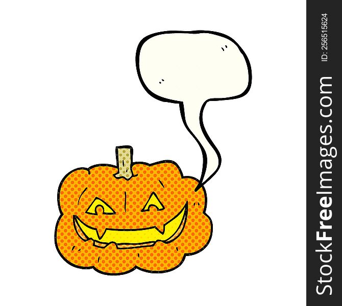 Comic Book Speech Bubble Cartoon Spooky Pumpkin