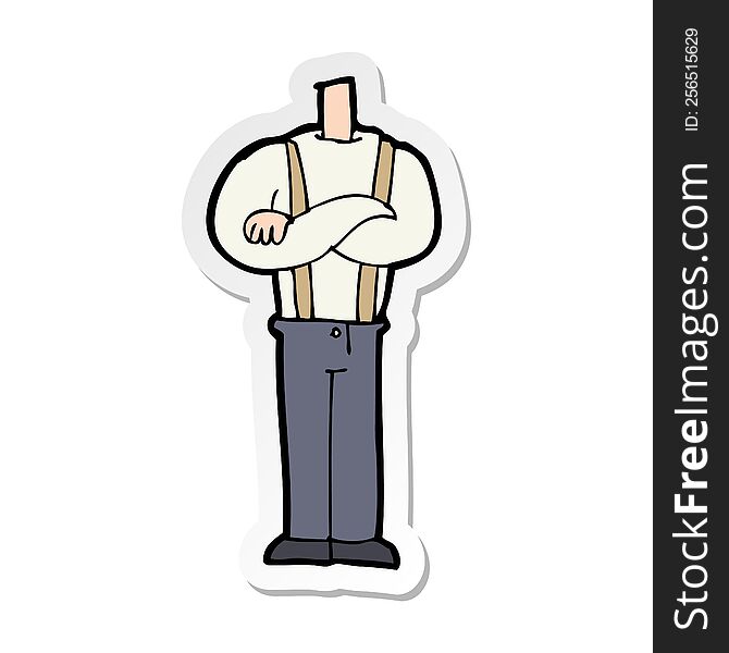 Sticker Of A Cartoon Body With Folded Arms