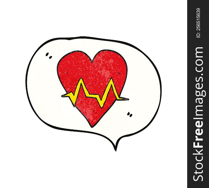 Speech Bubble Textured Cartoon Heart Rate Pulse Symbol