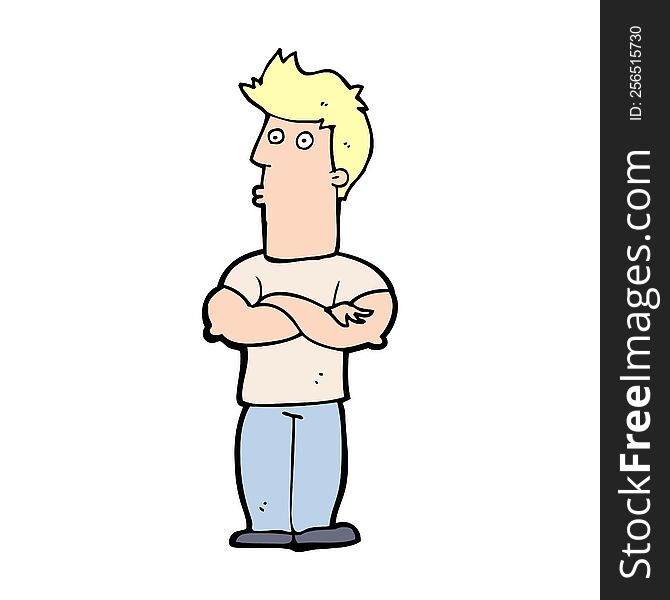 cartoon man with folded arms