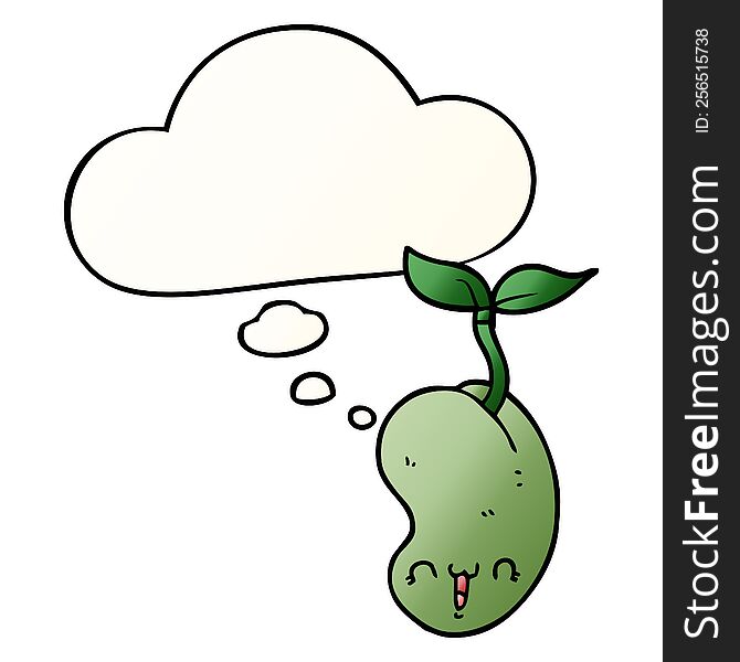 Cute Cartoon Seed Sprouting And Thought Bubble In Smooth Gradient Style