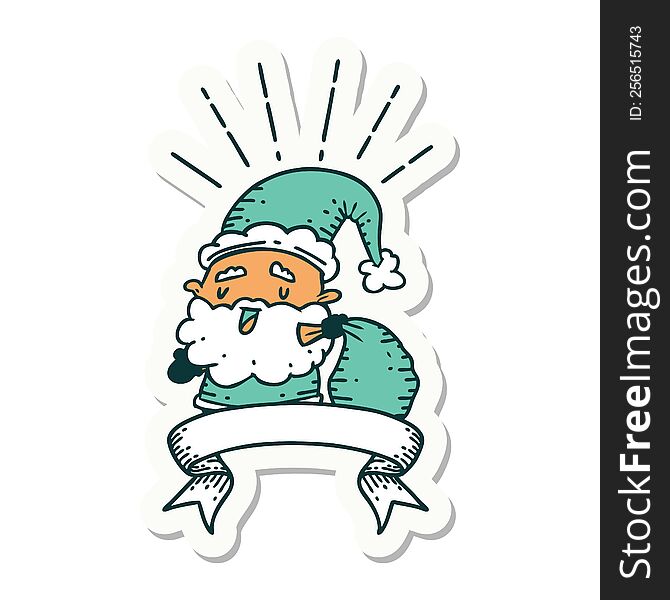 sticker of a tattoo style santa claus christmas character with sack
