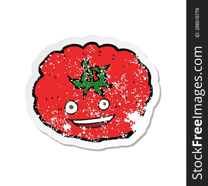 Retro Distressed Sticker Of A Cartoon Tomato