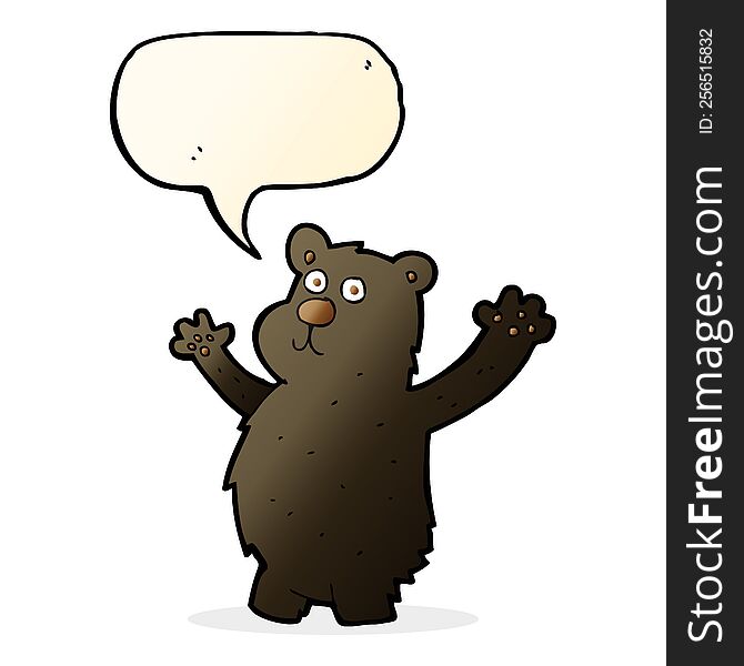 Cartoon Funny Black Bear With Speech Bubble
