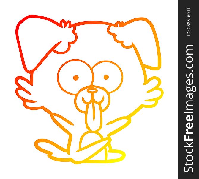 warm gradient line drawing of a cartoon dog with tongue sticking out