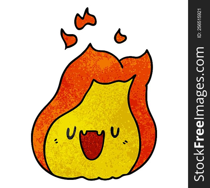 textured cartoon illustration kawaii cute fire flame. textured cartoon illustration kawaii cute fire flame
