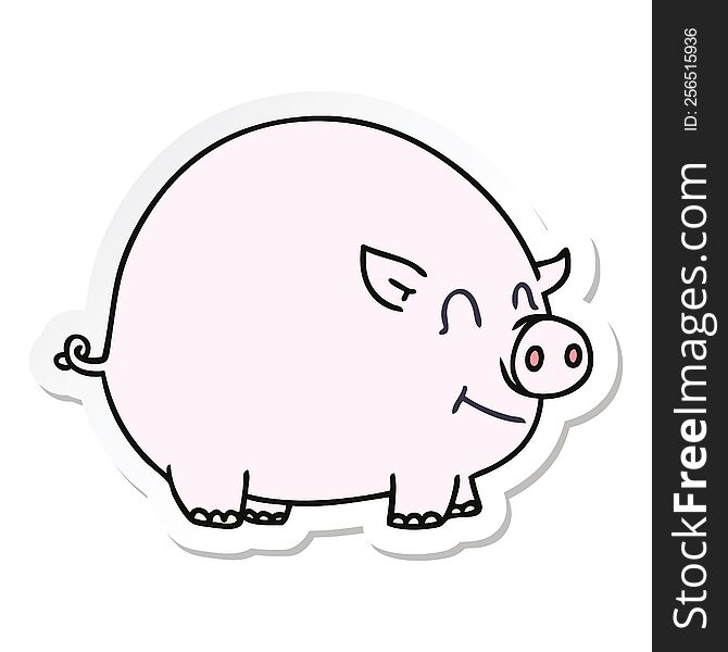 Sticker Of A Quirky Hand Drawn Cartoon Pig