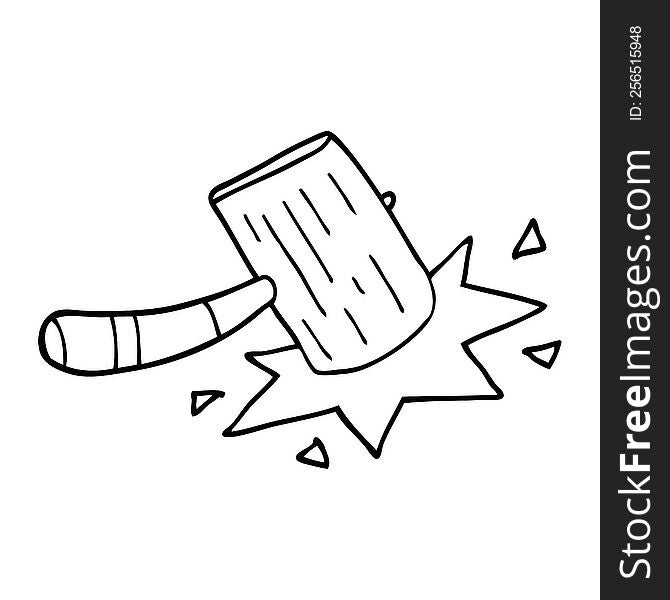 line drawing cartoon wooden mallet