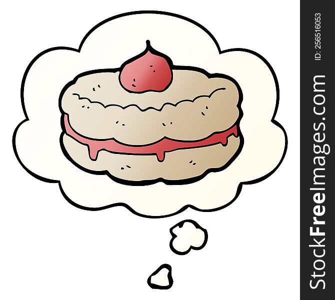 Cartoon Biscuit And Thought Bubble In Smooth Gradient Style