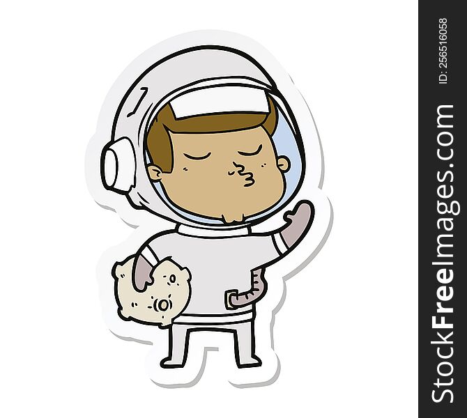 Sticker Of A Cartoon Confident Astronaut