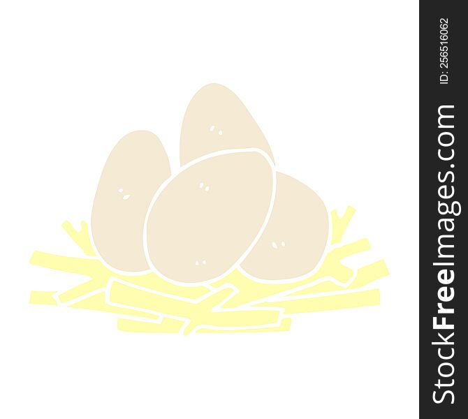 flat color style cartoon eggs in nest