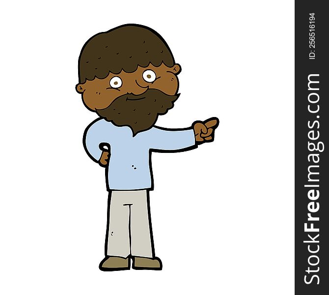 Cartoon Bearded Man Pointing