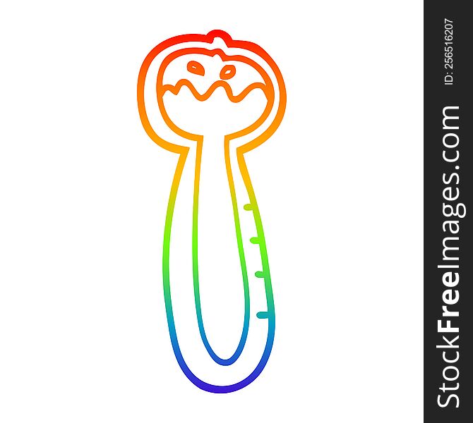 Rainbow Gradient Line Drawing Cartoon Thermometer