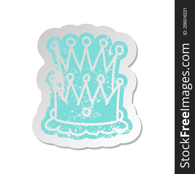 distressed old cartoon sticker of two crowns. distressed old cartoon sticker of two crowns
