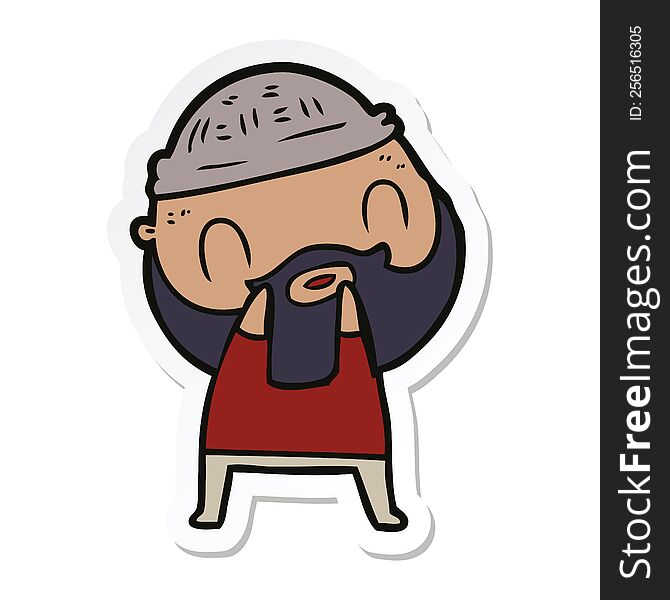 Sticker Of A Cartoon Bearded Man