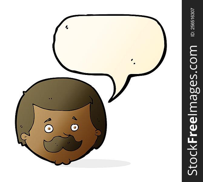 Cartoon Man With Mustache With Speech Bubble