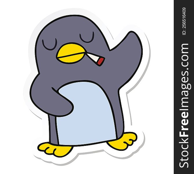 sticker of a quirky hand drawn cartoon penguin