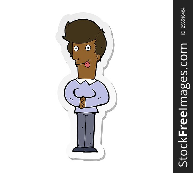 Sticker Of A Cartoon Man Sticking Out Tongue