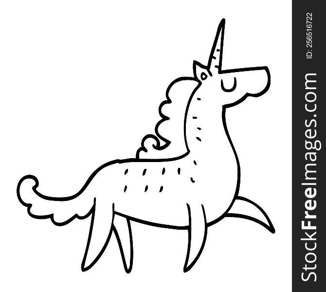 line drawing cartoon unicorn