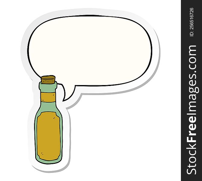 Cartoon Potion Bottle And Speech Bubble Sticker