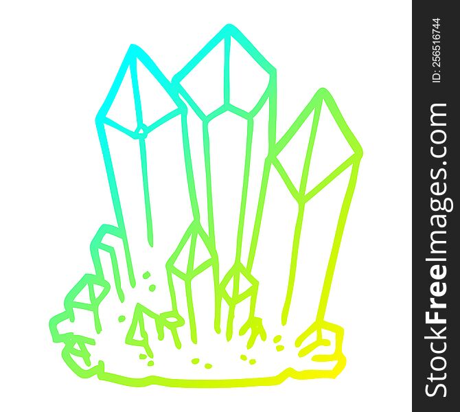 cold gradient line drawing of a cartoon natural crystals