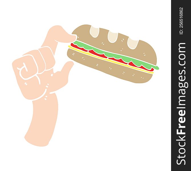 Flat Color Illustration Of A Cartoon Sub Sandwich