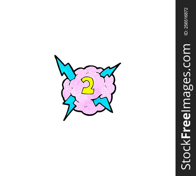 cartoon lightning storm cloud symbol with number two