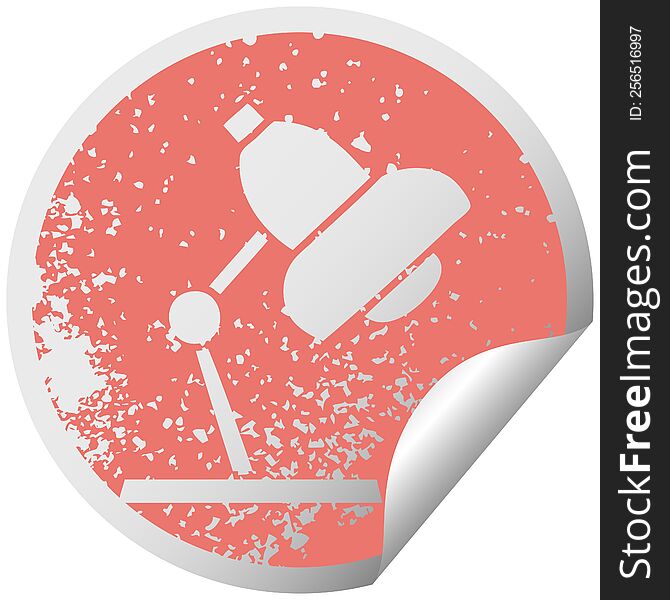 Distressed Circular Peeling Sticker Symbol Table Lamp