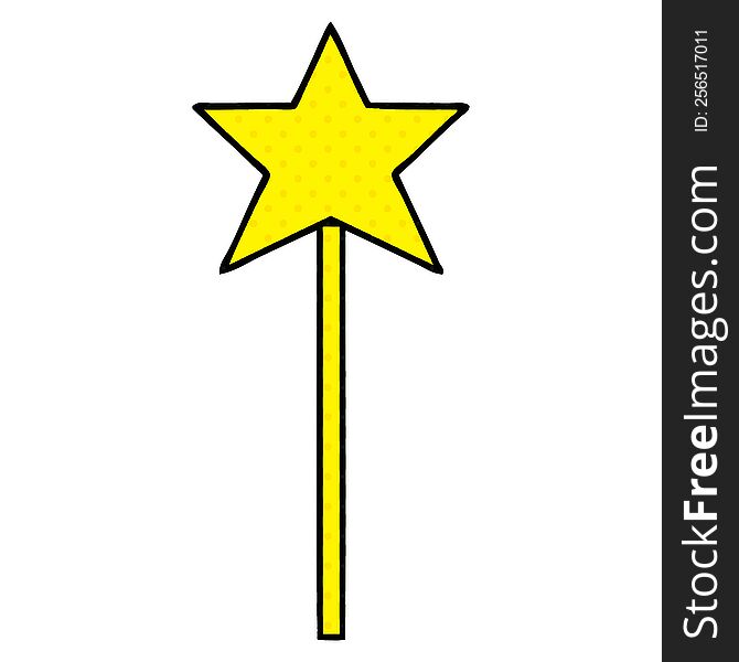 comic book style cartoon of a star wand