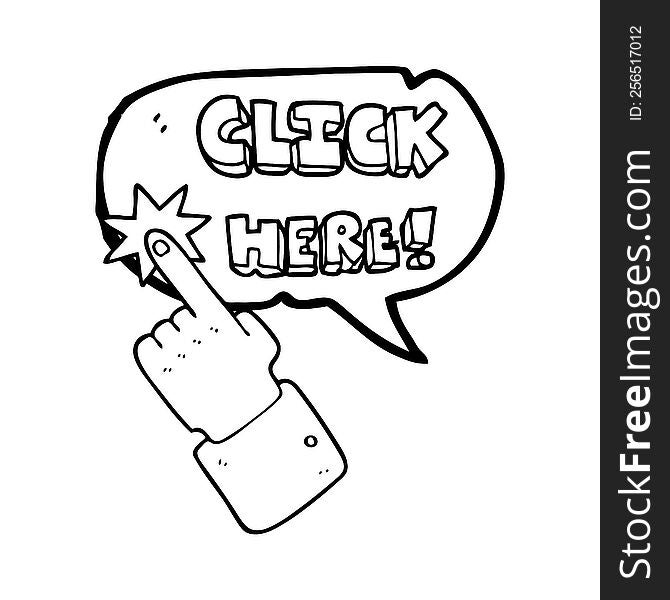 Speech Bubble Cartoon Click Here Sign With Finger