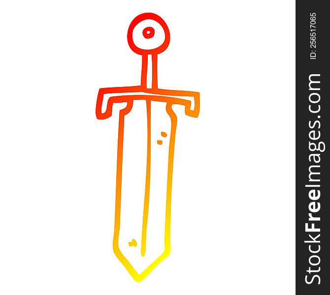 Warm Gradient Line Drawing Cartoon Old Sword