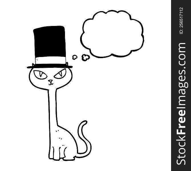 freehand drawn thought bubble cartoon posh cat