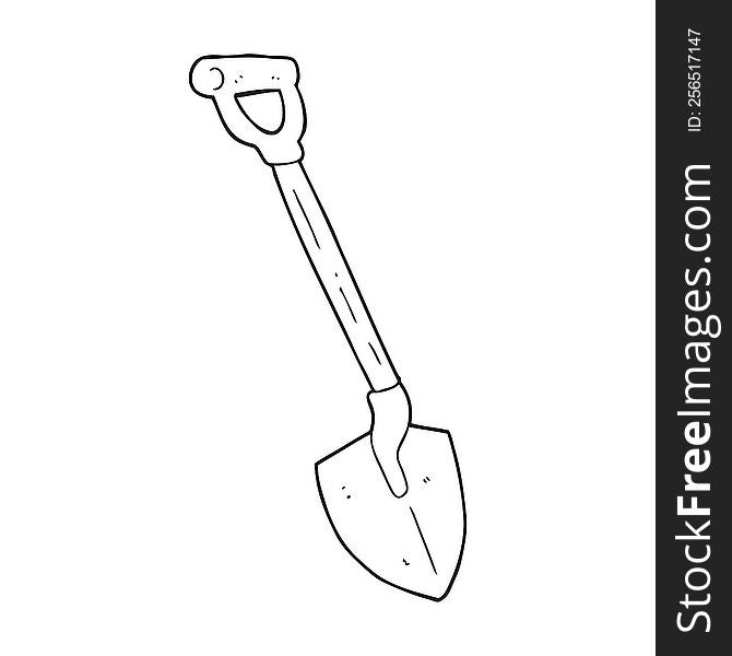freehand drawn black and white cartoon shovel