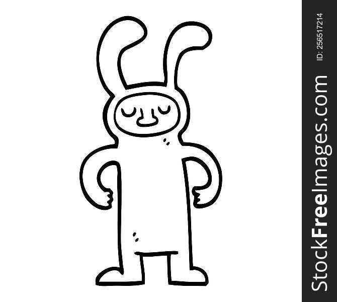 black and white cartoon man dressed as a bunny