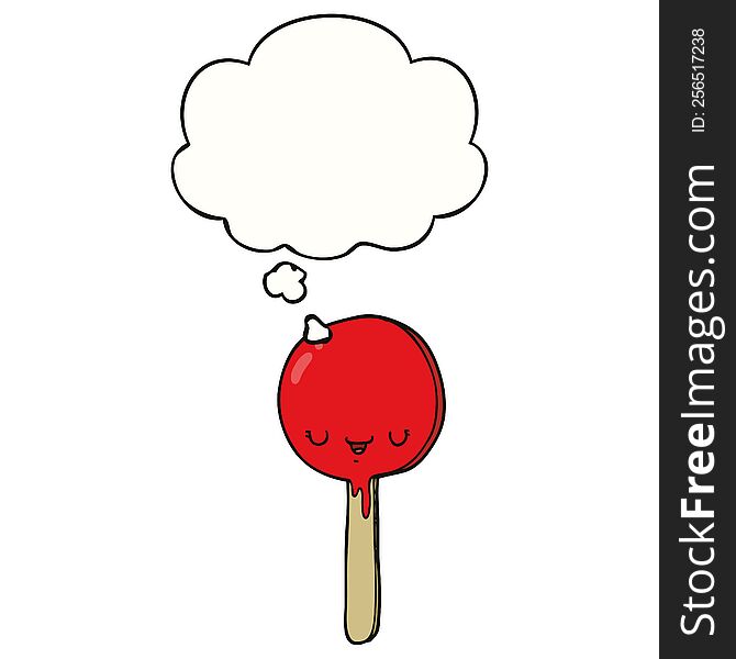 cartoon candy lollipop with thought bubble. cartoon candy lollipop with thought bubble