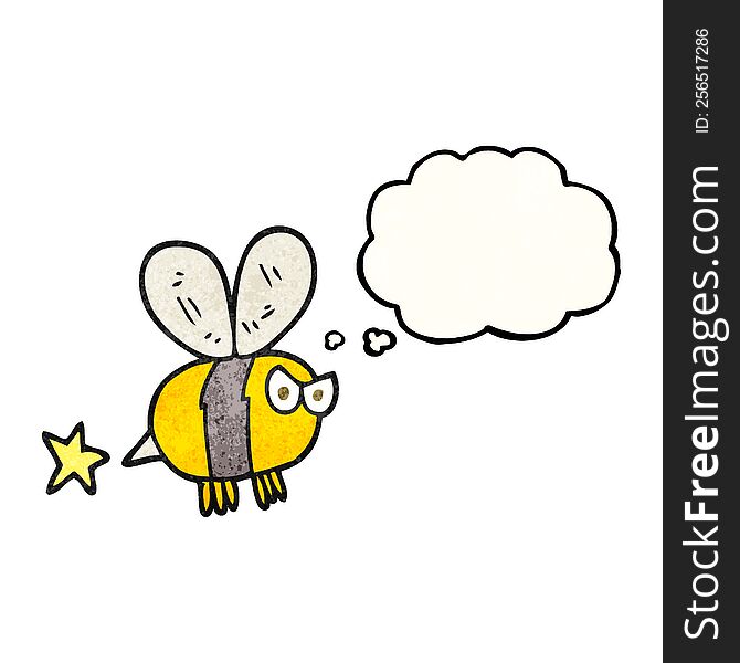 freehand drawn thought bubble textured cartoon angry bee
