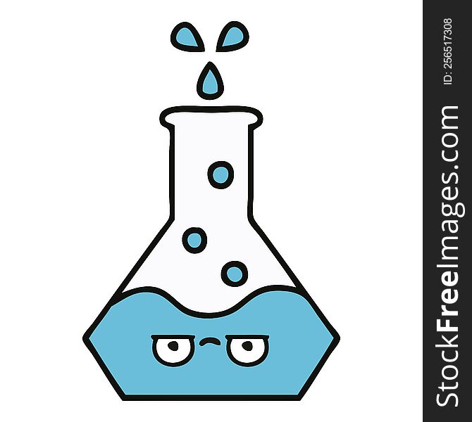 cute cartoon of a science beaker. cute cartoon of a science beaker