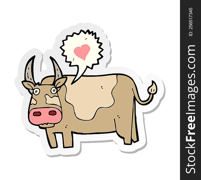 Sticker Of A Cartoon Cow