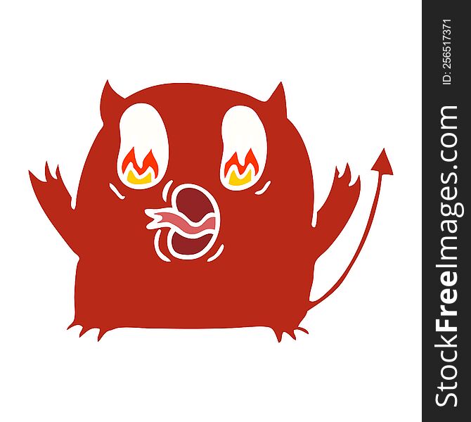 freehand drawn cartoon of cute kawaii red demon